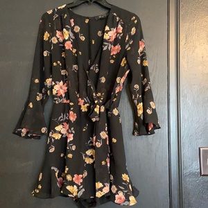 Black floral romper